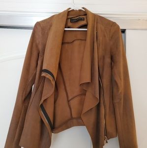 ZARA Drape Front Jacket, Sz XS, Soft Suede